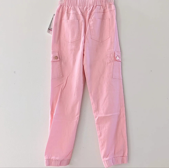 Girls 6 Pockets Pink Cargo Pants - Picture 2 of 9